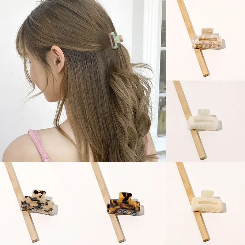 

Korean Fashion Acetate Women Hair Claws Simple Plastic Pure Color Hair Clips Retro Make up Hairdress Hair Styling Tool Wholesale