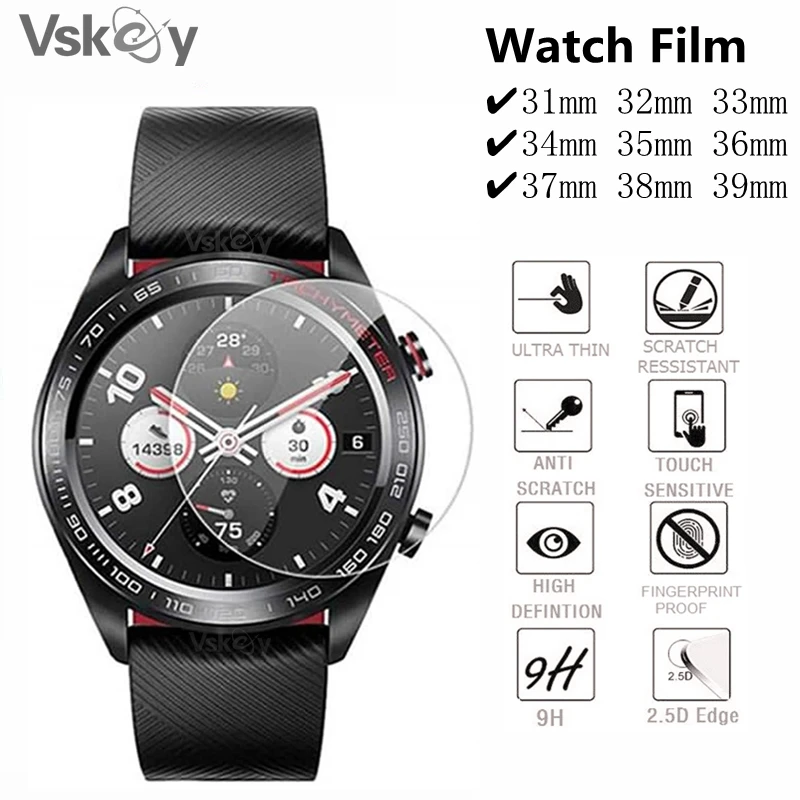 VSKEY 500PCS Round Smart Watch Screen Protector Diameter 31mm 32mm 33mm 34mm 35mm 36mm 37mm 38mm 39mm 40mm Tempered Glass Film