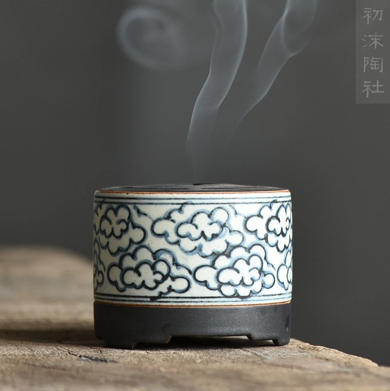 ★of the foam ceramic hand-painted porcelain incense burner copper WenXiangLu tea parts sea xiangyun grain to teachers