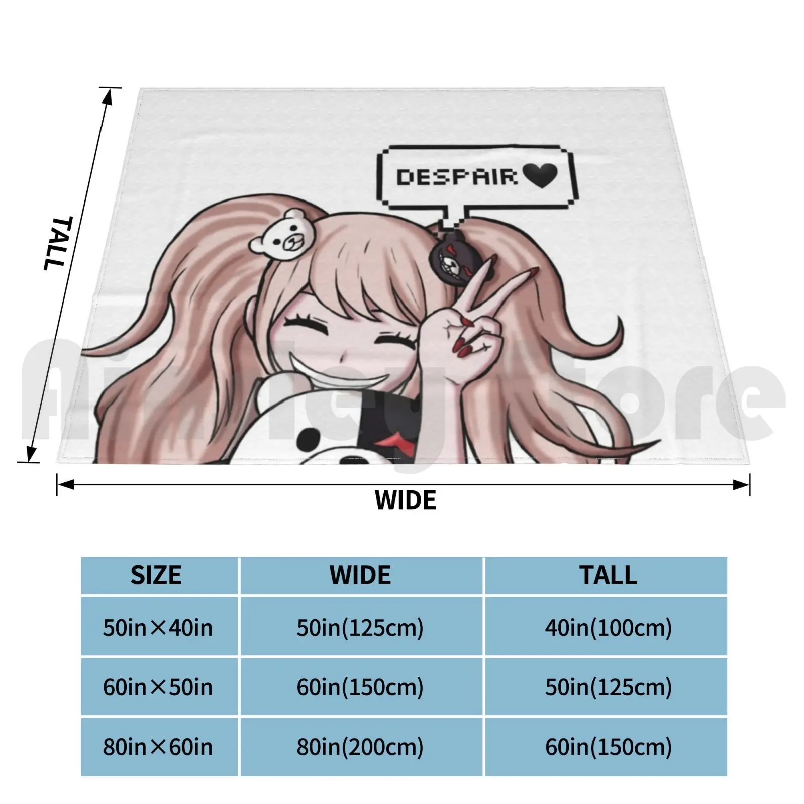 Junko Enoshima Blanket Fashion Custom Junko Enoshima Junko Danganronpa Monokuma Anime Anime Girl