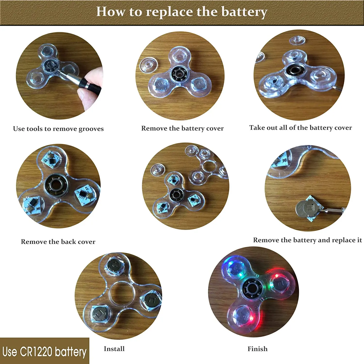 Kristall leuchtendes LED-Licht Fidget Spinner Hand Top Spinner Glow in Dark EDC Stress Relief Toys Kinetisches Gyroskop für Kinder