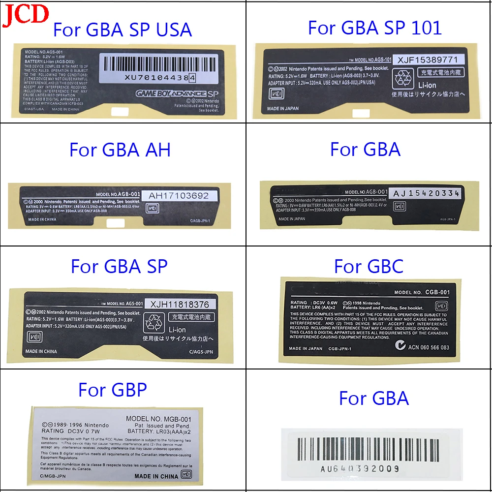 

JCD 1pcs For Nintend Game Boy Pocket Replacement MGB-001 Model Information Sticker For GBP GBA GBC GBA SP 001 101 Label Japan