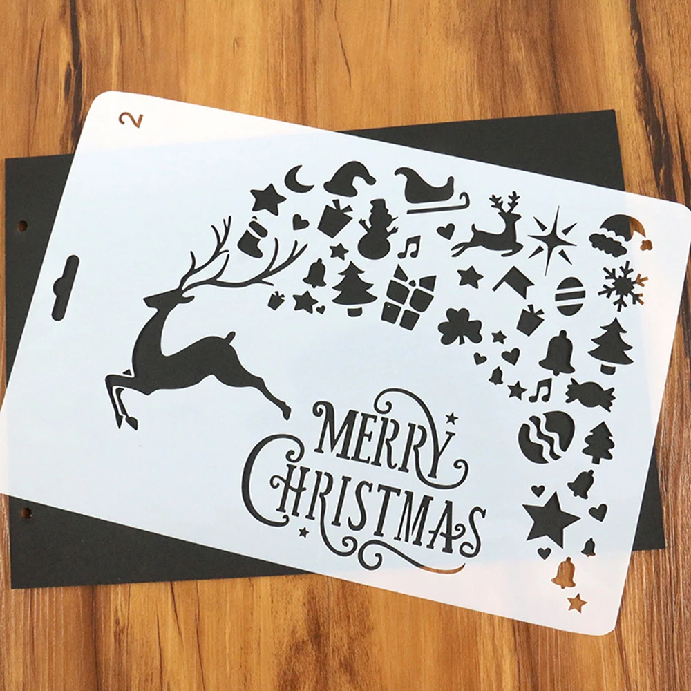 

1 шт. Счастливого Рождества полый шаблон для рисования трафарет фотобумага рождественские товары для вечеринки