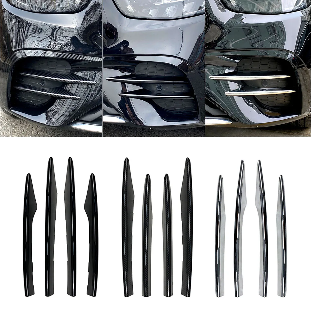 3Colors Car Front Bumper Fog Light Lamp Decorative Cover Trim For Mercedes Benz New E-Class W213 E260 E300 E53 2021+ ABS 4Pcs