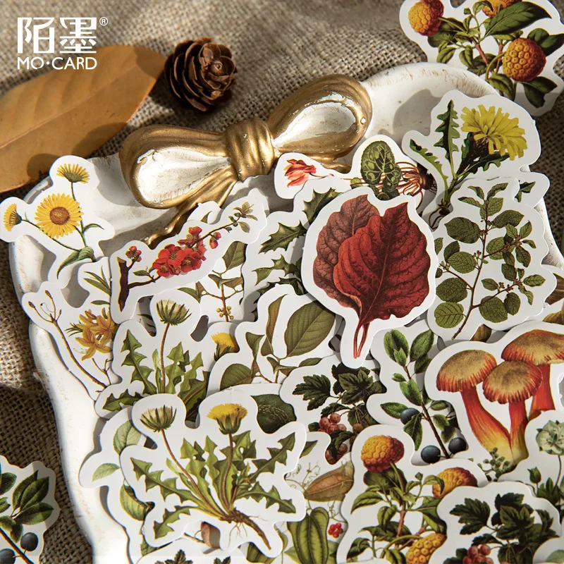 46 pcs/box Retro Forest Series Label Stickers Set Decorative Stationery Craft Stickers Scrapbooking Diy Diary Album Stick Label