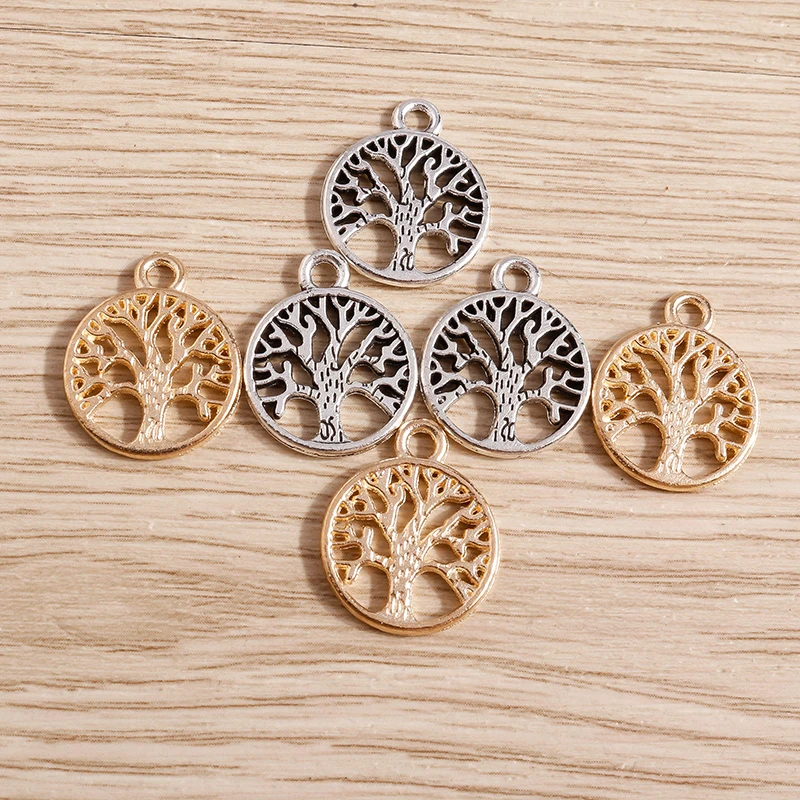 20pcs/lot 16*19mm Hollow Life Tree Charms Pendants for DIY Making Necklaces Earrings Bracelets Handmade Jewelry Findings Crafts
