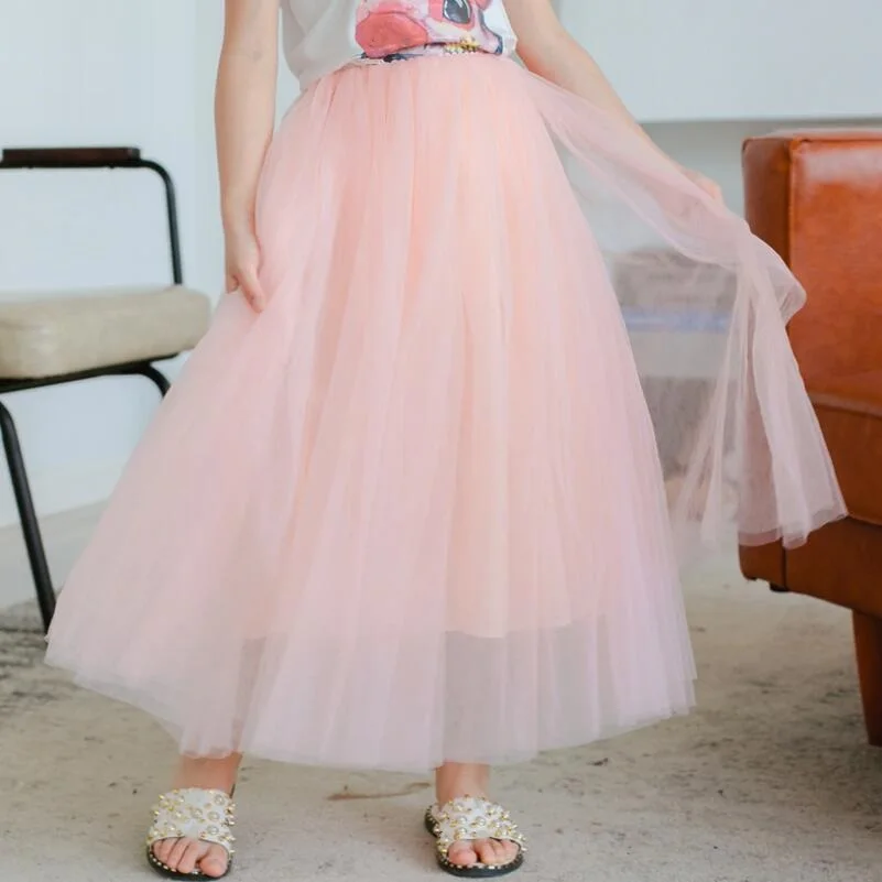 2-12 Years Baby Toddler Teen Children Girls Princess Fluffy Tulle Tutu Skirts Long Ball Gown Kids Party Dance Skirt Girl Tutus