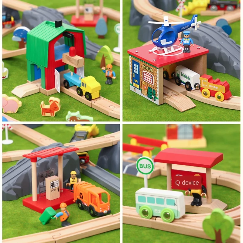 Farm Transport Track Set Train Track and Car Train Electric Car Children\'s Puzzle Toys Gift Compatible with Wooden 1:64 Pd09