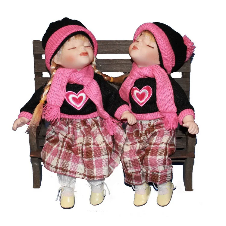 

35cm Pink heart doll European rural Field Village ceramic doll style home decoration Christmas gifts