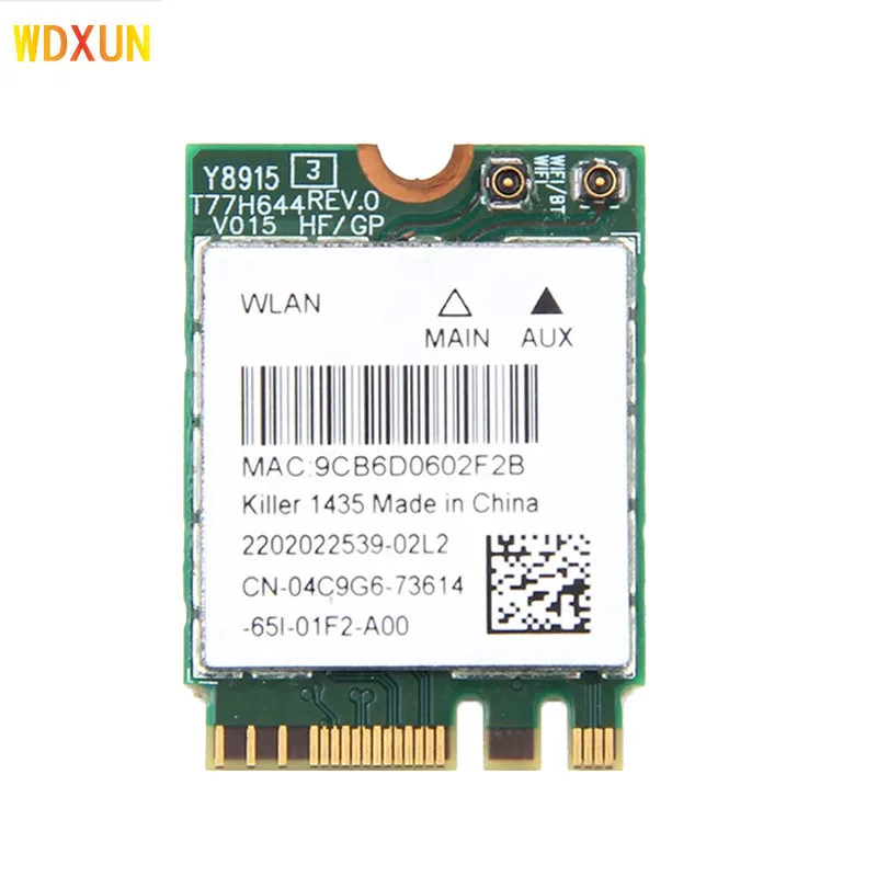 Tarjeta de red inalámbrica de doble banda, matheros QCNFA344A Killer 1435 802.11ac 867Mbps, Wifi, Bluetooth 4,1 M.2, mejor BCM94352Z