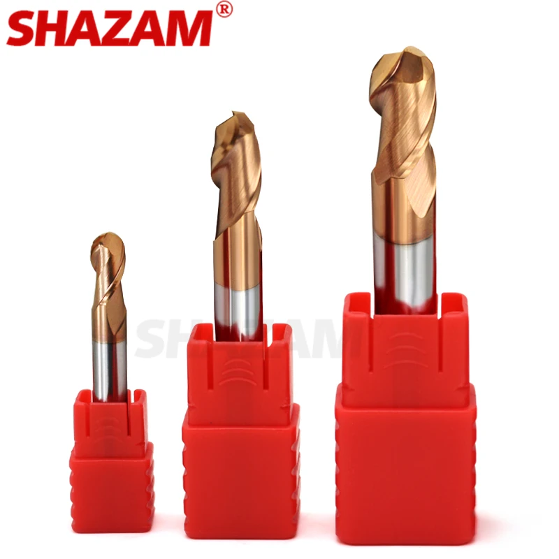 Dao Phay Hợp Kim Phủ Thép Vonfram Dụng Cụ Cnc Maching Hrc55 Bóng Mũi Endmills SHAZAM Top Xay Cắt Máy Endmill