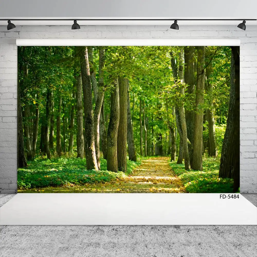 Forest Trees Pathway Bokeh Photography Background Customized Fond Backdrop for Children Baby Portrait Photoshoot Photo Studio