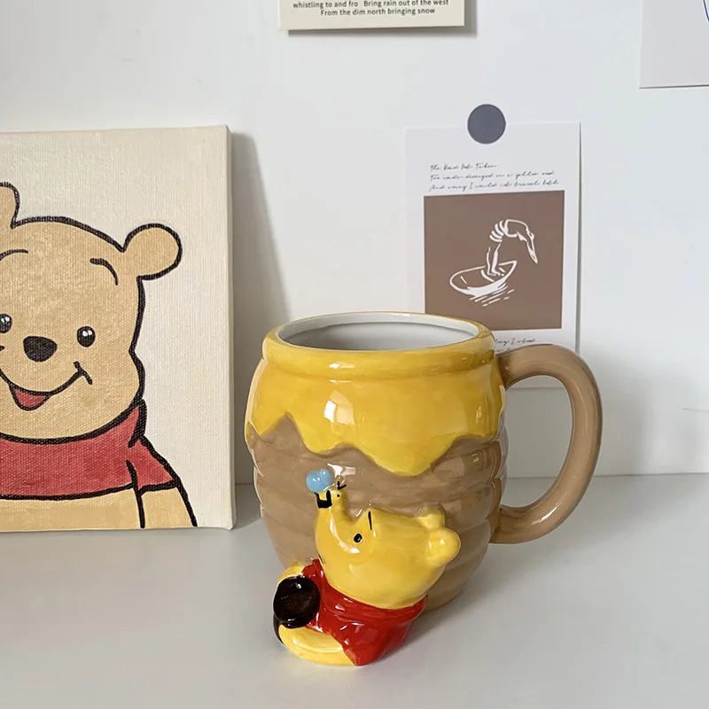 Disney Winnie the Pooh Honey Pot Cup Action Figure Toys Winnie Pooh Eeyore Ceramics Cup Cute Coffee Tea Mugs