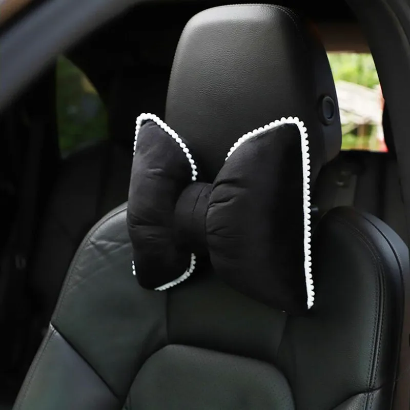 

Bowknot Car Headrest Pillow Creative Plush Pillow Waist Back Neck Pillow Cute Headrest Pillow Car Interior Accessories