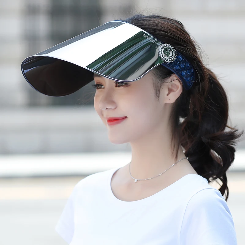 women anti uv hat transparent wide brim sun hat fashion summer clear topless plastic visor cap face sheild safe virus protection