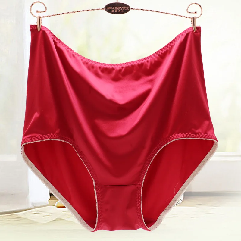 Sexy Lingerie Plus Size Women\'s Satin Panties High Quality Solid Ice Silk Seamless Female Underwear Big Size Briefs