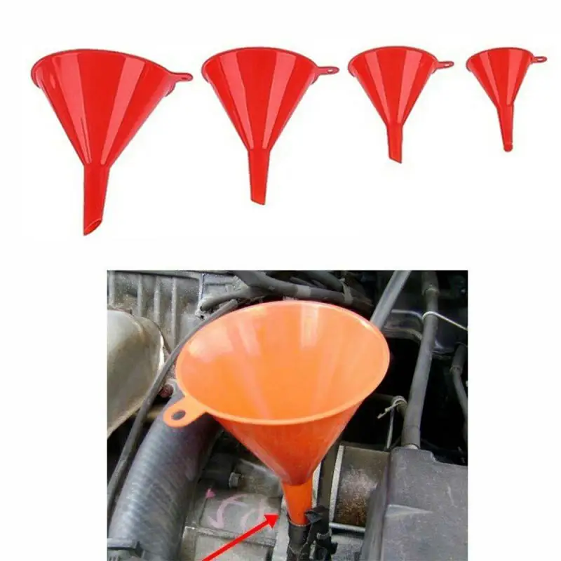 4pcs Set Household Kitchen Garage Liquid Petrol Funnel Kits Red Filling Oil Change Equipment Multi Use Funnel