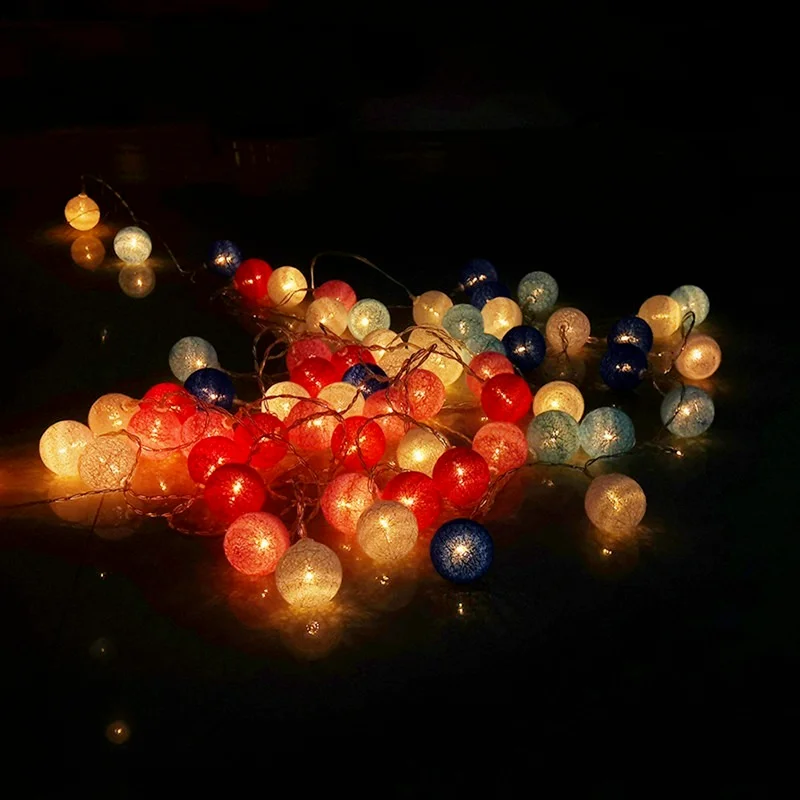 Outdoor Cotton Balls Garland LED String Lights, Christmas Tree Night Lamp, Patio Home Party, Holiday, Wedding Decoratio