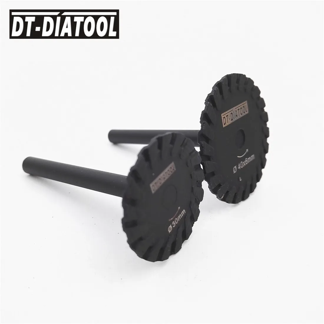 DT-DIATOOL 2 peças de diâmetro 30mm/40mm prensado a quente diamante turbo mini disco de corte escultura lâminas de serra com haste de 6mm lâminas de serra de gravação