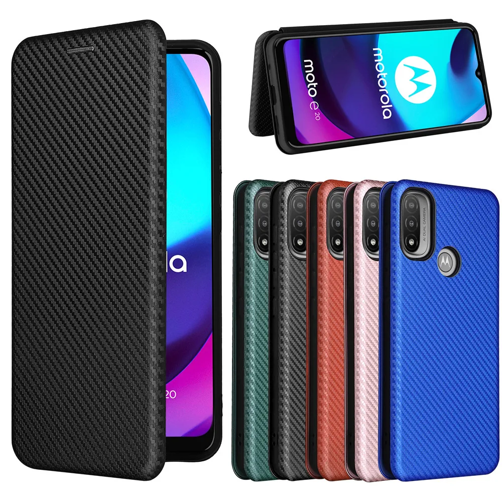 For Motorola Moto E20 E30 E40 Case Luxury Carbon Fiber Skin Magnetic Adsorption Case For Moto E 20 E 30 E 40 Phone Bags