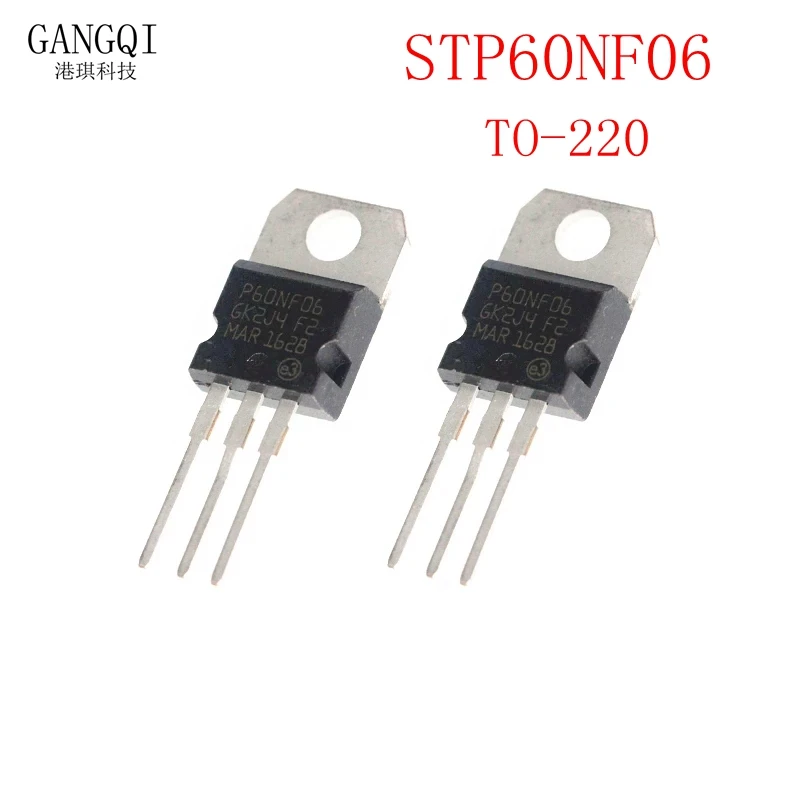 10Pcs STP60NF06 P60NF06 60N06 60NF06 TO-220 Integrated Circuit IC  60V 60A MOSFET N Field Effect Tube