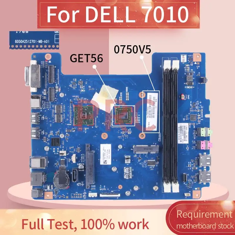 

For DELL 7010 GET56 Laptop Motherboard 0750V5 6050A2512701 DDR3 Notebook Mainboard