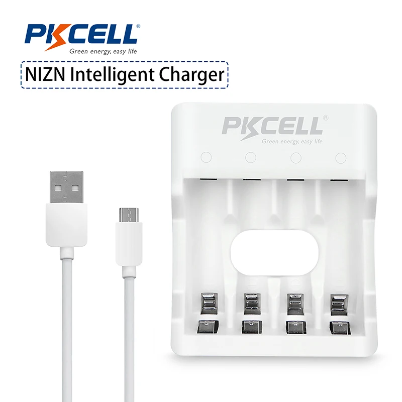 PKCELL NIZN Charger with USB Cable for NIZN AA AAA Rechargeable Batteries NIZN Intelligent Charger