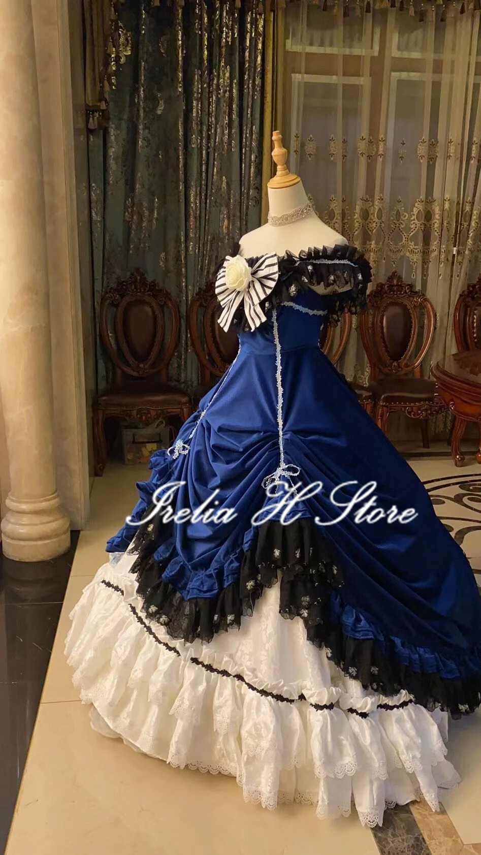 Irelia H Store Ciel Black Butler bluebird Ciel Phantomhive Cosplay Costume Blue Dresses Party dress