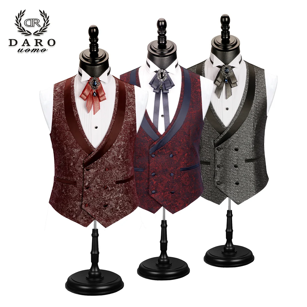 2023 DR DARO UOMO Men Suit Bridegroom Wedding Tuxedo Slim Fit Jacket Vest Pant 3 Piece Black Blue White DRV8910