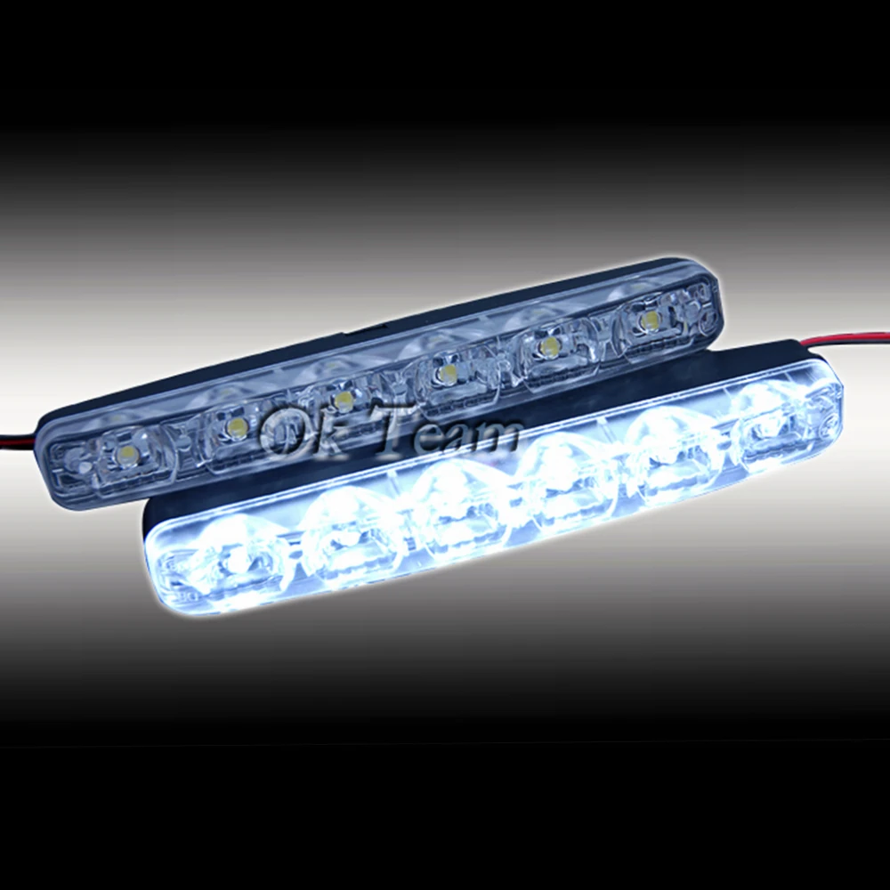 free shipping 2x Waterproof Car Daytime Running Light 6LED DRL Daylight White 12V DC Head Lamp