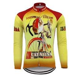 Classical 1943 team cycling Jersey long sleeves winter fleece & no fleece yellow bike clothing mtb jersey ropa ciclismo