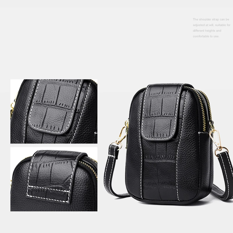 Vintage Small Crossbody Bag Women Alligator PU Messenger Bag Small Double-layer Handbag Shopping Lady Purse Phone Bag Bolso