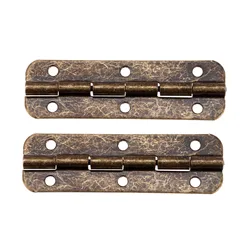 2pcs Long Hinges 6 Holes Antique Bronze Alloy 51*16mm Cabinet Wooden Jewelry Box Gift Wine Case Retro Decor Funiture +12 screws