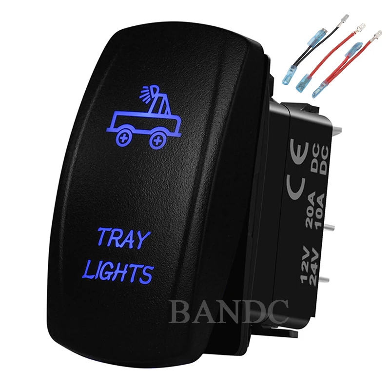 TRAY LIGHTS Laser-Etched 5P On-Off SPST Blue Led Light Rocker Switch for Car Boat ARB NARVA，Car Accessories，Jumper Wires