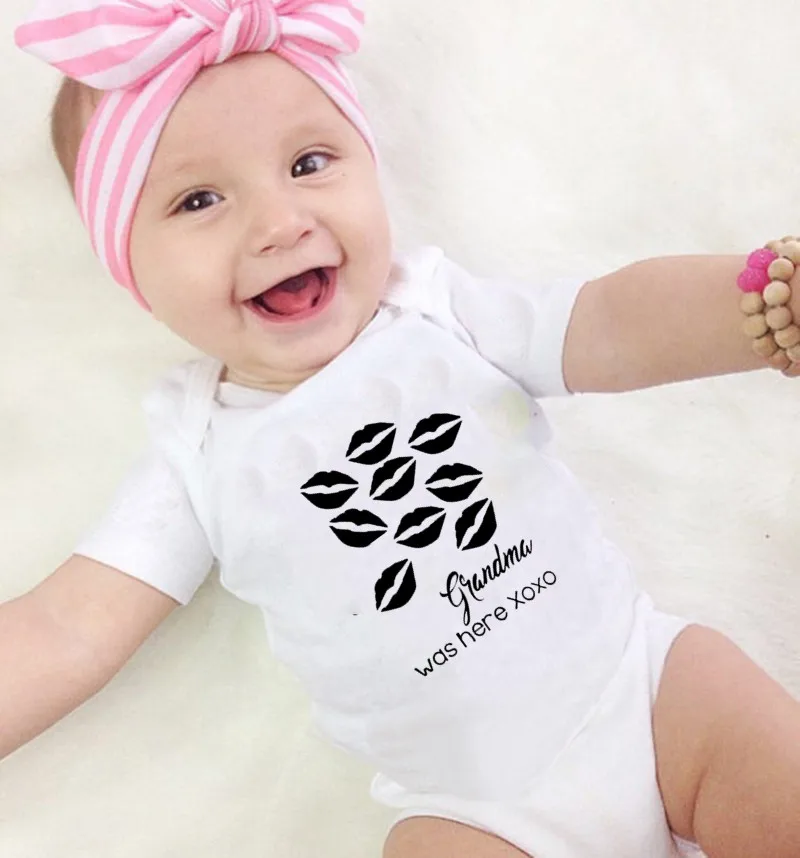 

Lips Grandma Print Newborn Clothes Baby Boy Girl Short Sleeve Romper Funny Cotton Baby Girl Clothes for 0-18M Outfits