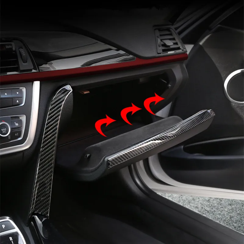 Carbon Fiber Car Co-pilot Panel Decoration Cover Trim Glove Box Switch Frame Sticker For BMW F30 f32 f34 Interior Accessories