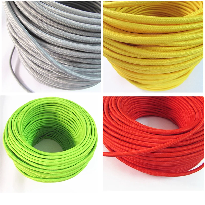 Vintage 2 Core Electrical  Wire Copper Twisted Fabric Cable Woven 0.75mm*2 Cord Textile Cable Pendant Lamp Edison Lighting Wire