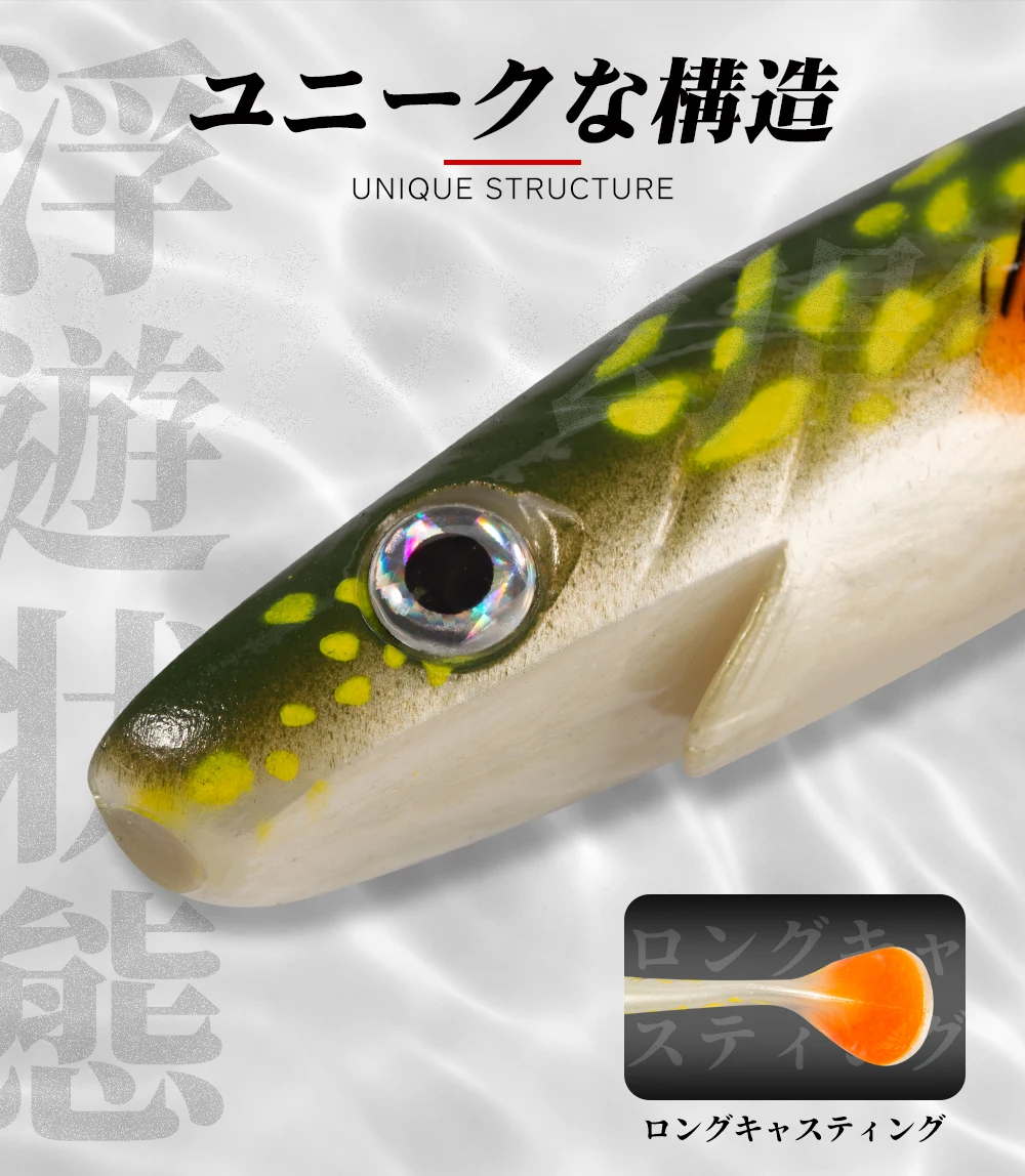 Hunthouse Hechtköder Pig Shad 120mm/150mm/200mm mit Farbdruck, Paddle Tail Shad aus Silikon, natürlicher Musky-Fischköder – Detail 9