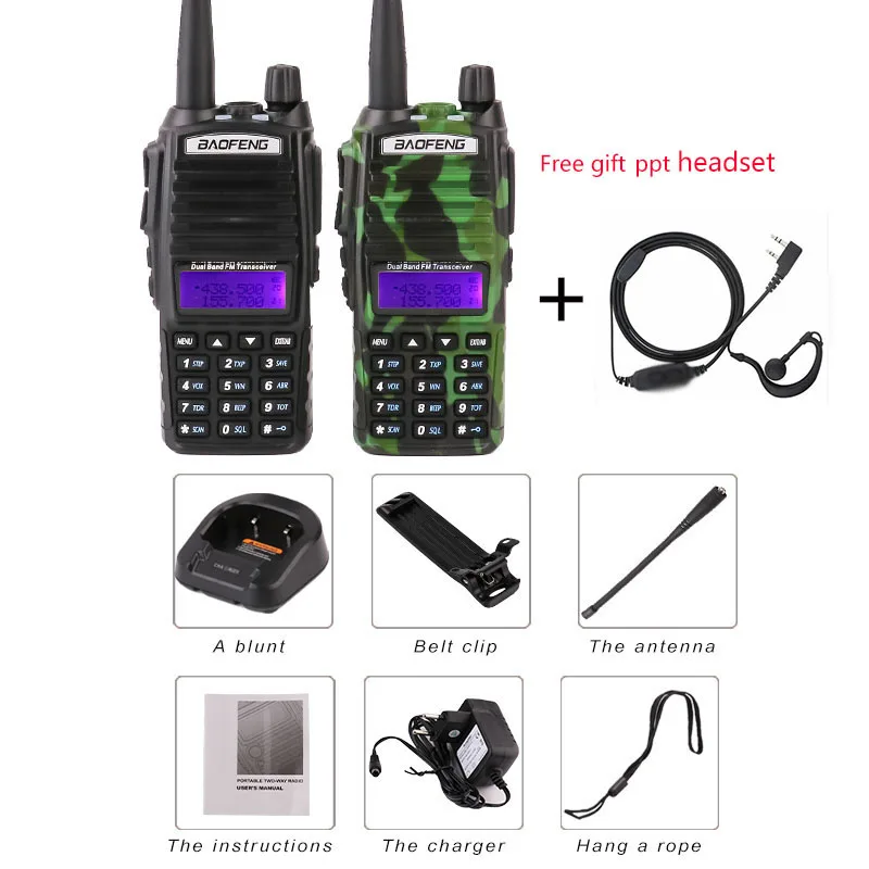 Profesjonalne dwuzakresowy vhf uhf baofeng uv 82 uv82 Walkie Talkie 10km PTT Vox do przenośne CB-Radio stacji poręczny radio handphone