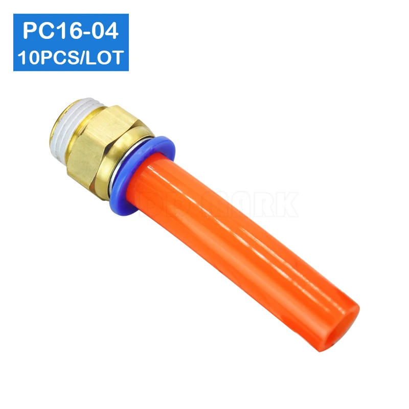 HIGH QUALITY  10pcs a lot BSPT PC16-04,16mm to 1/2\' Pneumatic Connectors male straight one-touch fittings