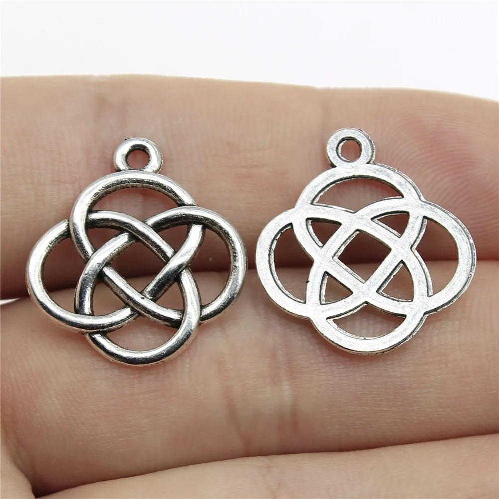 

Wholesale 120pcs/bag 22x20mm Chinese Knot Charm Jewelry Accessories Antique Silver Color Antique Bronze Color