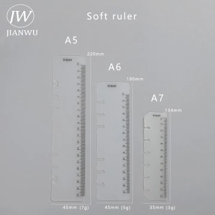 JIANWU A5/A6/A7 Soft Ruler Binder Accessories Loose Leaf Transparent Ruler Measuring Tools Kawaii Stationery For School Supplies