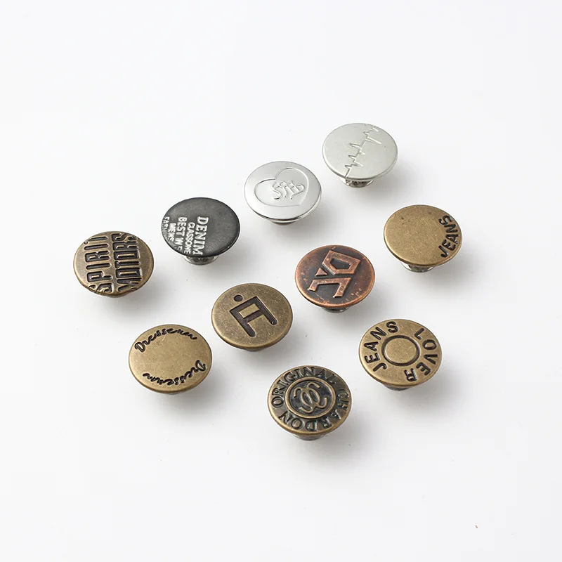 10Pcs 17MM Jeans Brass Jeans Button Casual Pants Bibs Shaking Head Button Denim Jacket Round Button