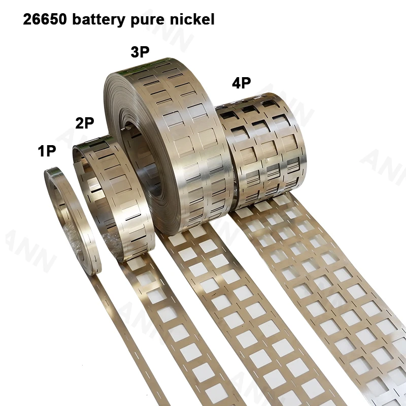 10 meters 99.96% High purity Pure Nickel belt  26650 battery pure nickel strip cell spacing 28mm， for 26650 2P 3P holder