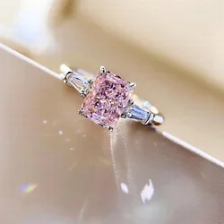 Huitan AAA Pink Cubic Zirconia Finger Rings for Women Wedding Engagement Party Rings Good Quality Fashion Jewelry Drop Shipping