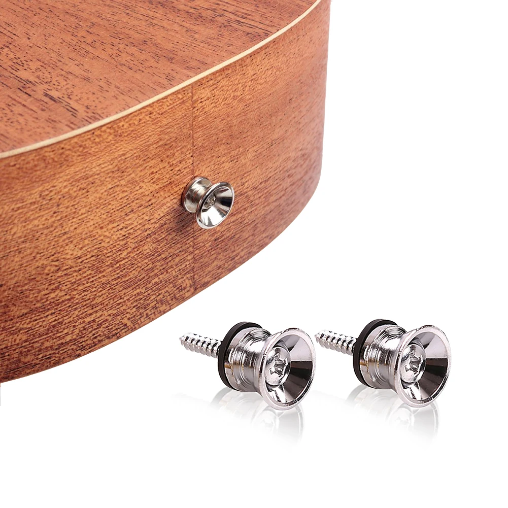 Ohello 2xGuitar Locking Pegs Strap Lock Pins Strap Knobs Buttons Electric Guitar Strap Lock Metal End Buttons