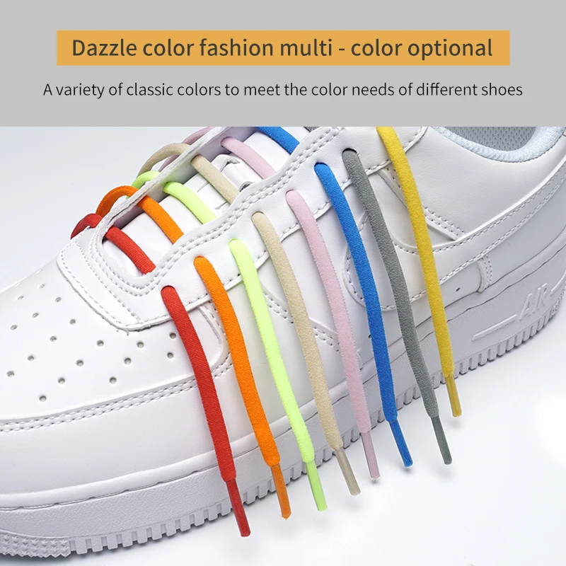 1Pair Metal Lock Elastic Shoelaces For Kids and Adult Quick Lazy Laces