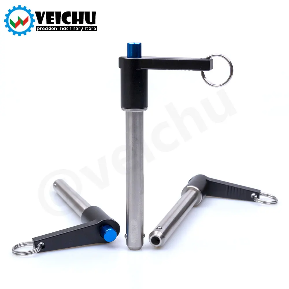 VEICHU 1pcs Aluminum Grip Stainless Steel Pin Self-Locking L-Handle Safety Pin VCN118 Fastening/Locking Slot Pin Ball Lock Pins