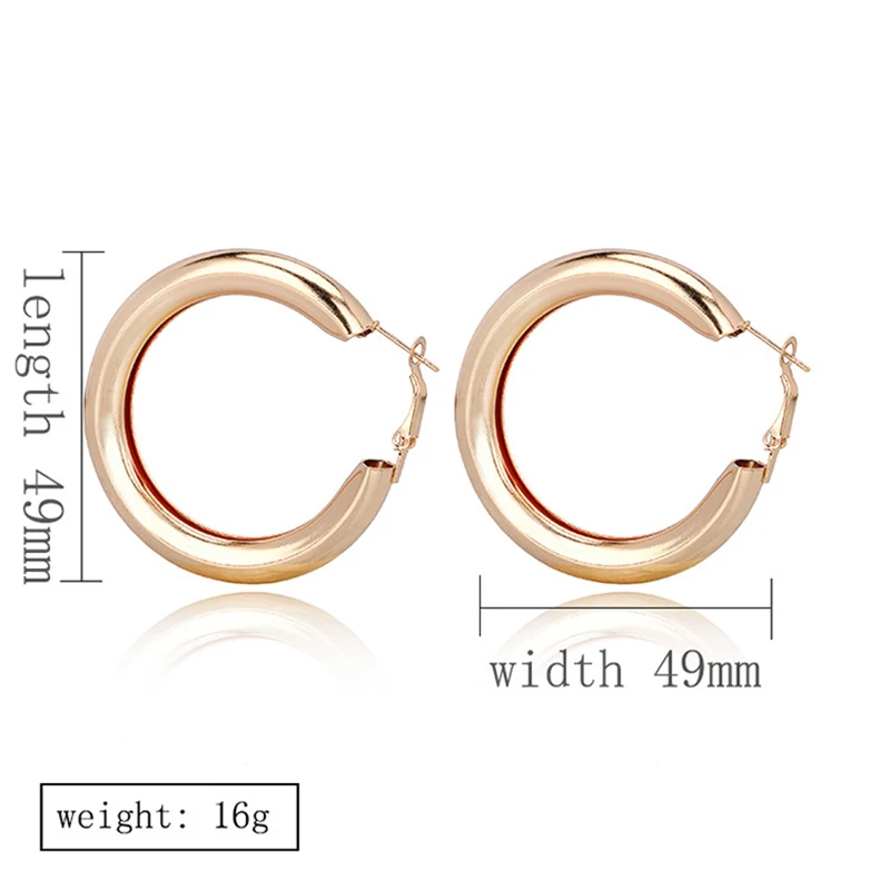 BLIJERY Trendy Fashion Thick Circle Hoop Earring For Women Punk Jewelry Shiny Gold Color Statement Earrings Brincos Femme