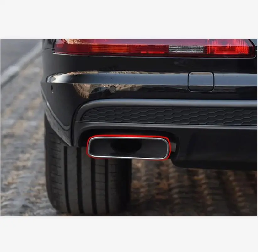 2 upgrade 4 holes Stainless steel For AUDI Q7 2016-19 4M Car Rear Exhaust Tail Pipe Cover Trim Muffler High Quality Accessories